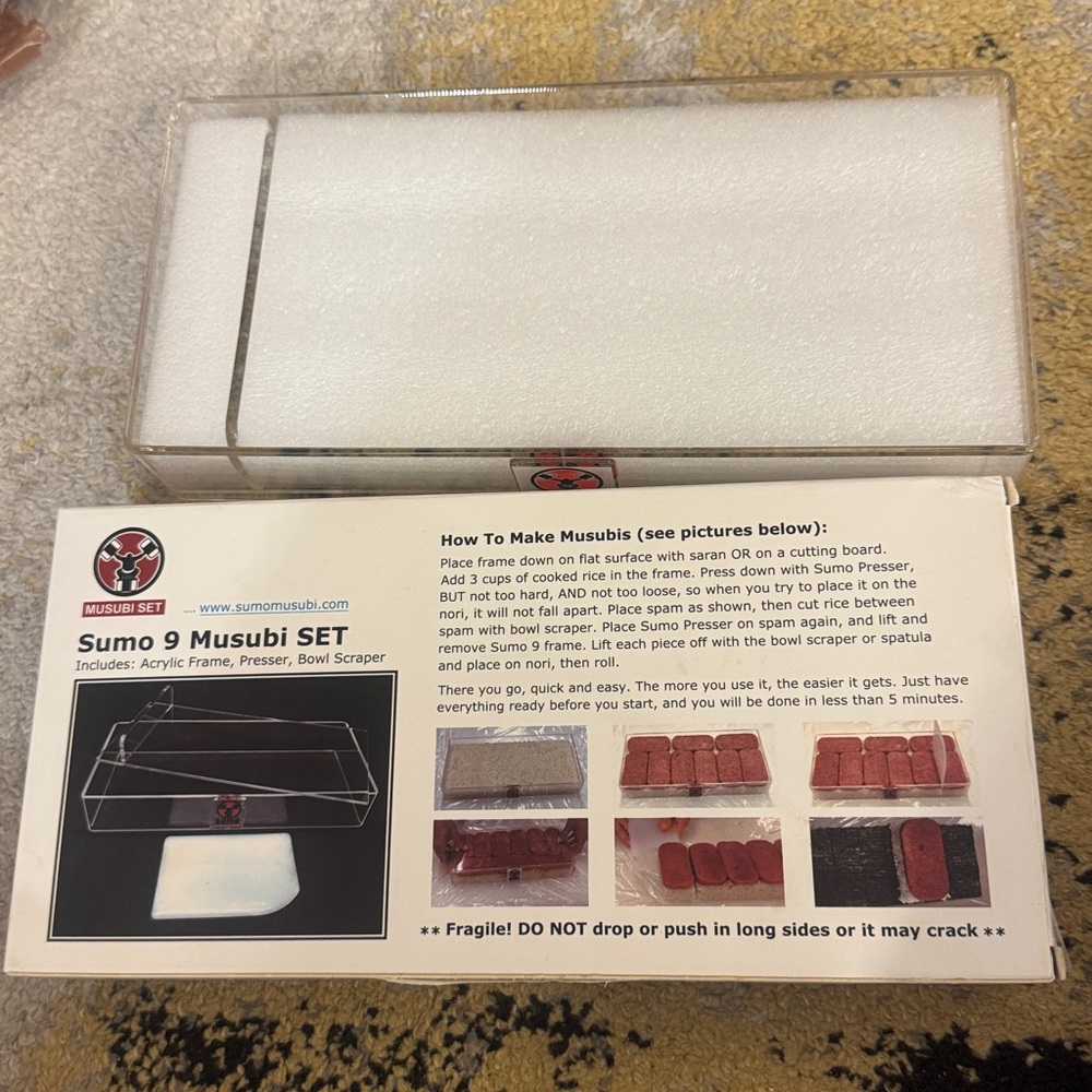 NEW Sumo 9 Musubi Maker SET in Box  frame divider presser & bowl scraper